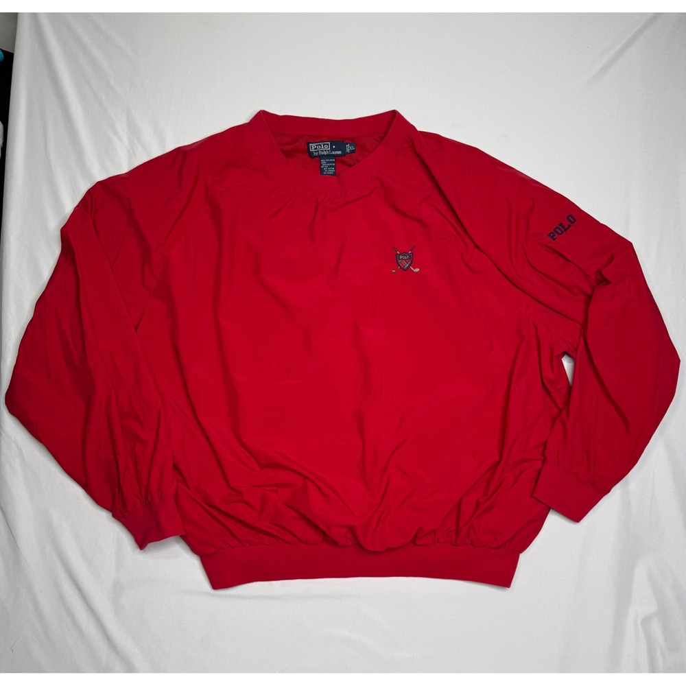 Vintage Polo Ralph Lauren Bomber Jacket Harrington Red Soft‎ Shell Mens Size XL